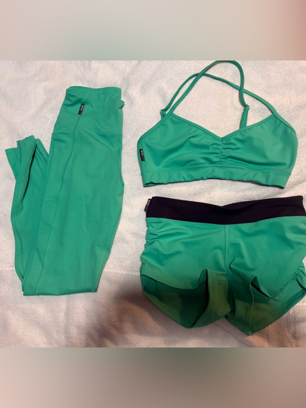 WKD BOD Wicked Weasel Green Activewear Set – Leggings, Shorts & Sports Bra (S/M)